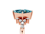 Rose gold Princess Cut Blue Topaz Ring with Side Stones and Four-Prong Setting_41