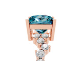 Rose gold Princess Cut Blue Topaz Scattered Round Accent Ring with Prong Setting_31