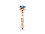 Rose gold Princess Cut Blue Topaz Solitaire Celtic Knot Ring with Four-Prong Setting_14