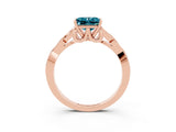 Rose gold Princess Cut Blue Topaz Solitaire Celtic Knot Ring with Four-Prong Setting_15