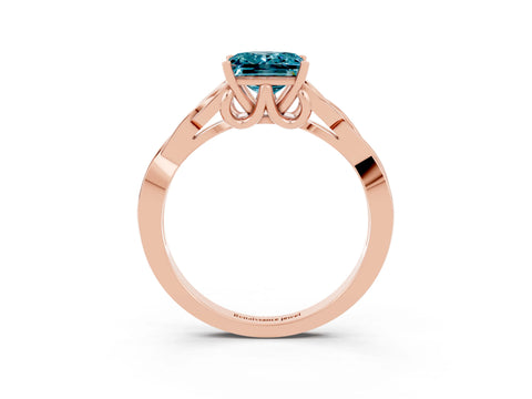 Rose gold Princess Cut Blue Topaz Solitaire Celtic Knot Ring with Four-Prong Setting_15