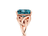 Rose gold Princess Cut Blue Topaz Solitaire Celtic Knot Ring with Four-Prong Setting_17