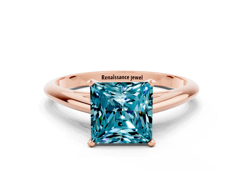 Rose gold Princess Cut Blue Topaz Solitaire Engagement Ring with Cathedral Setting and Four-Prong Mount_12