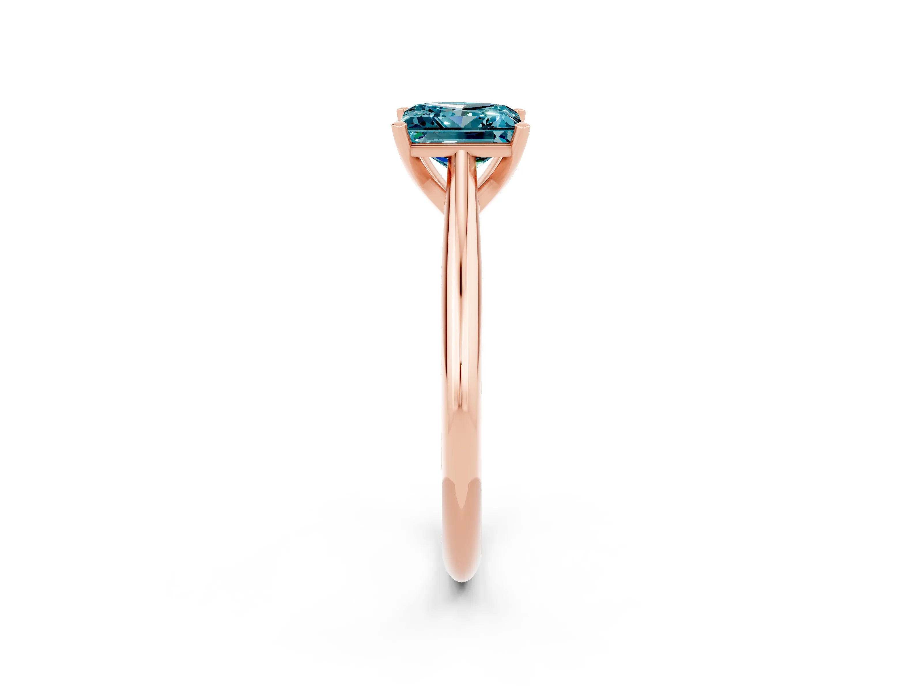 Rose gold Princess Cut Blue Topaz Solitaire Engagement Ring with Cathedral Setting and Four-Prong Mount_14