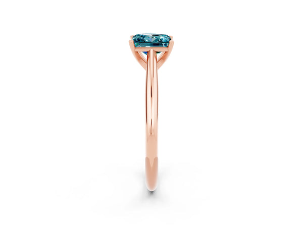 Rose gold Princess Cut Blue Topaz Solitaire Engagement Ring with Cathedral Setting and Four-Prong Mount