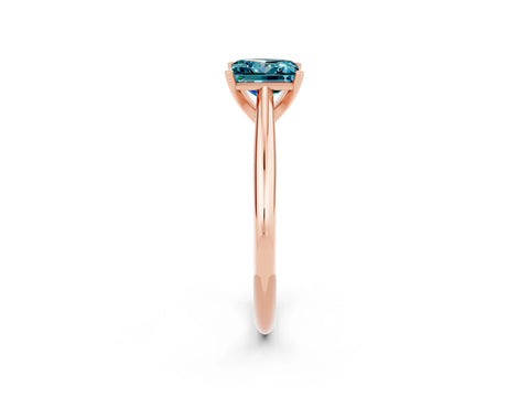 Rose gold Princess Cut Blue Topaz Solitaire Engagement Ring with Cathedral Setting and Four-Prong Mount_14
