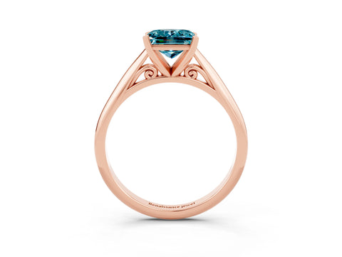 Rose gold Princess Cut Blue Topaz Solitaire Engagement Ring with Cathedral Setting and Four-Prong Mount_15