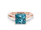 Rose gold Princess Cut Blue Topaz Solitaire Engagement Ring with Cathedral Setting and Four-Prong Mount_18