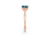Rose gold Princess Cut Blue Topaz Solitaire Engagement Ring with Cathedral Setting and Four-Prong Mount_26
