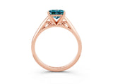 Rose gold Princess Cut Blue Topaz Solitaire Engagement Ring with Cathedral Setting and Four-Prong Mount_27