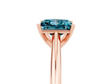 Rose gold Princess Cut Blue Topaz Solitaire Engagement Ring with Cathedral Setting and Four-Prong Mount_29