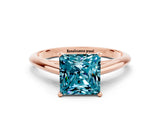 Rose gold Princess Cut Blue Topaz Solitaire Engagement Ring with Cathedral Setting and Four-Prong Mount_66