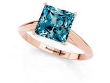Rose gold Princess Cut Blue Topaz Solitaire Engagement Ring with Cathedral Setting and Four-Prong Mount_67