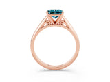 Rose gold Princess Cut Blue Topaz Solitaire Engagement Ring with Cathedral Setting and Four-Prong Mount_69