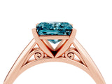 Rose gold Princess Cut Blue Topaz Solitaire Engagement Ring with Cathedral Setting and Four-Prong Mount_70