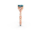 Rose gold Princess Cut Blue Topaz Solitaire Engagement Ring with Celtic Knot Band and Four-Prong Setting_2