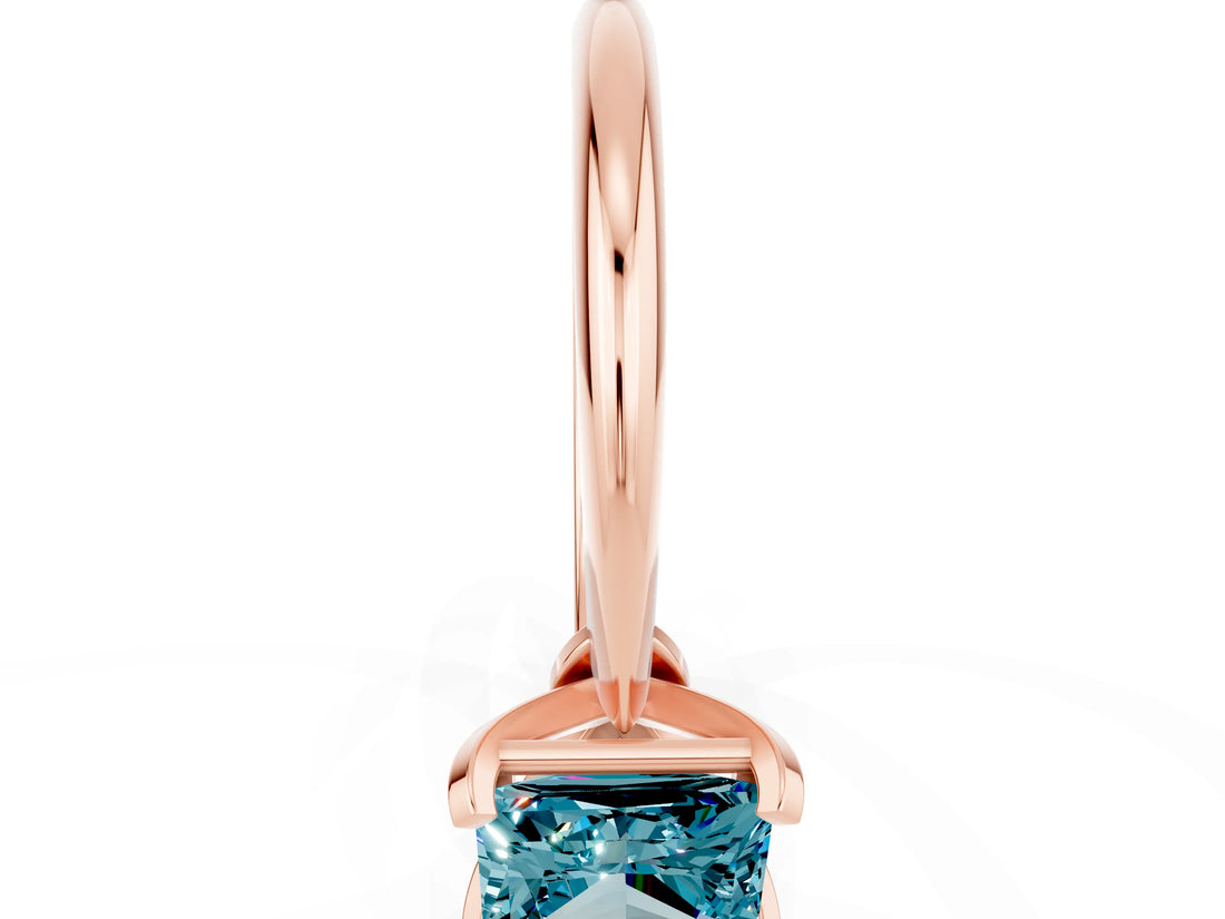 Rose gold Princess Cut Blue Topaz Solitaire Engagement Ring with Classic Band and Four-Prong Setting_24