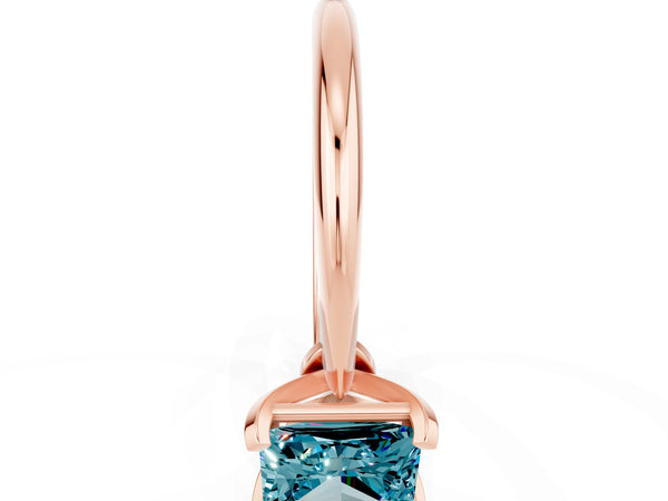 Rose gold Princess Cut Blue Topaz Solitaire Engagement Ring with Classic Band and Four-Prong Setting