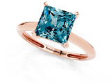 Rose gold Princess Cut Blue Topaz Solitaire Engagement Ring with Classic Band and Four-Prong Setting_25