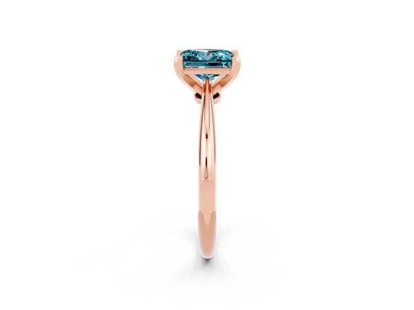 Rose gold Princess Cut Blue Topaz Solitaire Engagement Ring with Classic Band and Four-Prong Setting