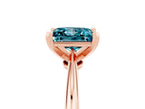 Rose gold Princess Cut Blue Topaz Solitaire Engagement Ring with Classic Band and Four-Prong Setting_29