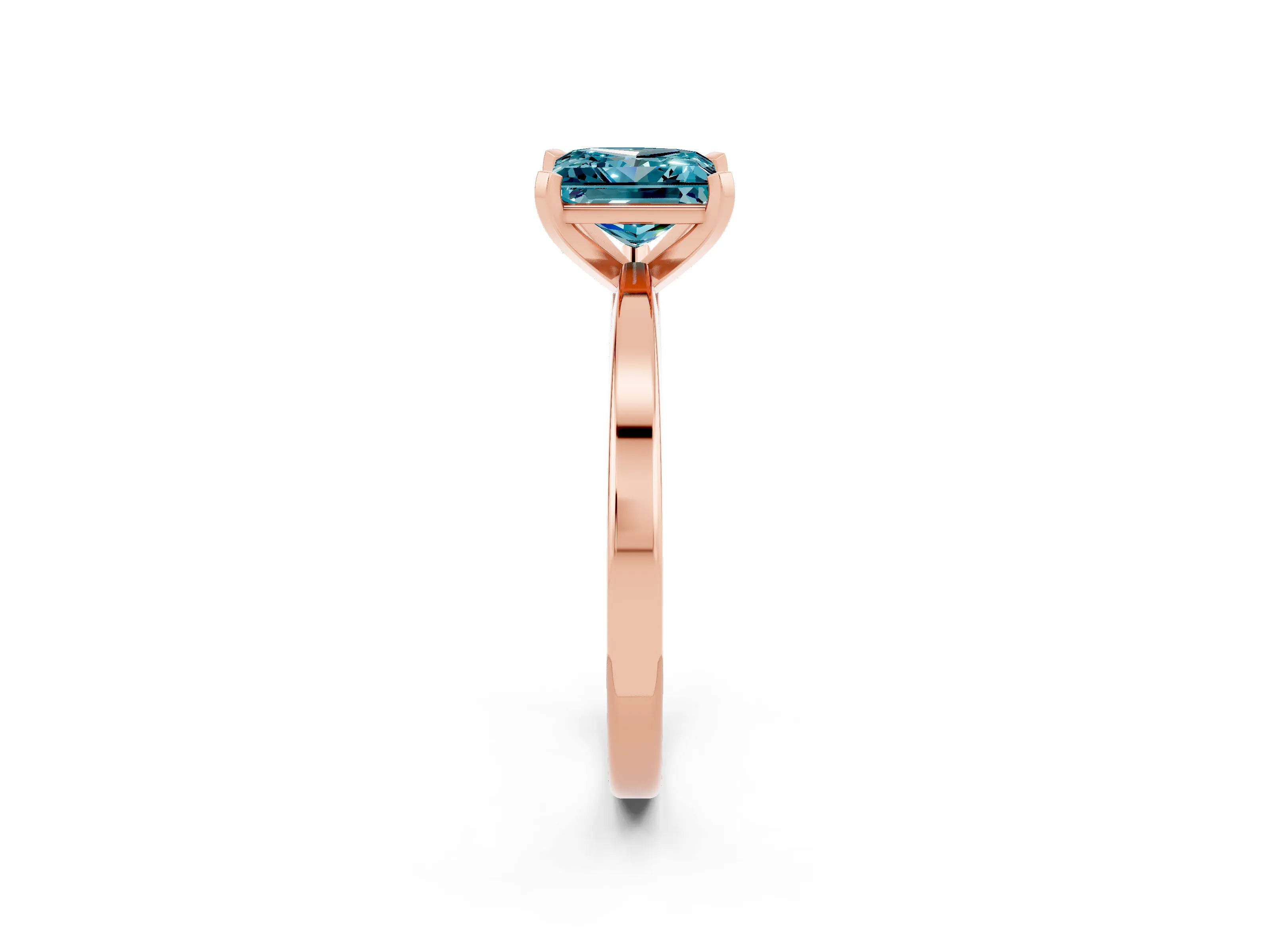 Rose gold Princess Cut Blue Topaz Solitaire Engagement Ring with Classic Band and Four-Prong Setting_38