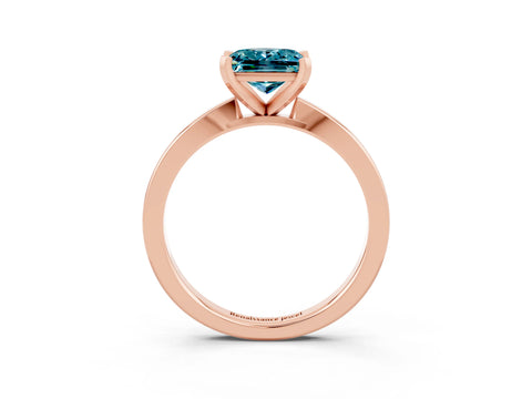 Rose gold Princess Cut Blue Topaz Solitaire Engagement Ring with Classic Band and Four-Prong Setting_39