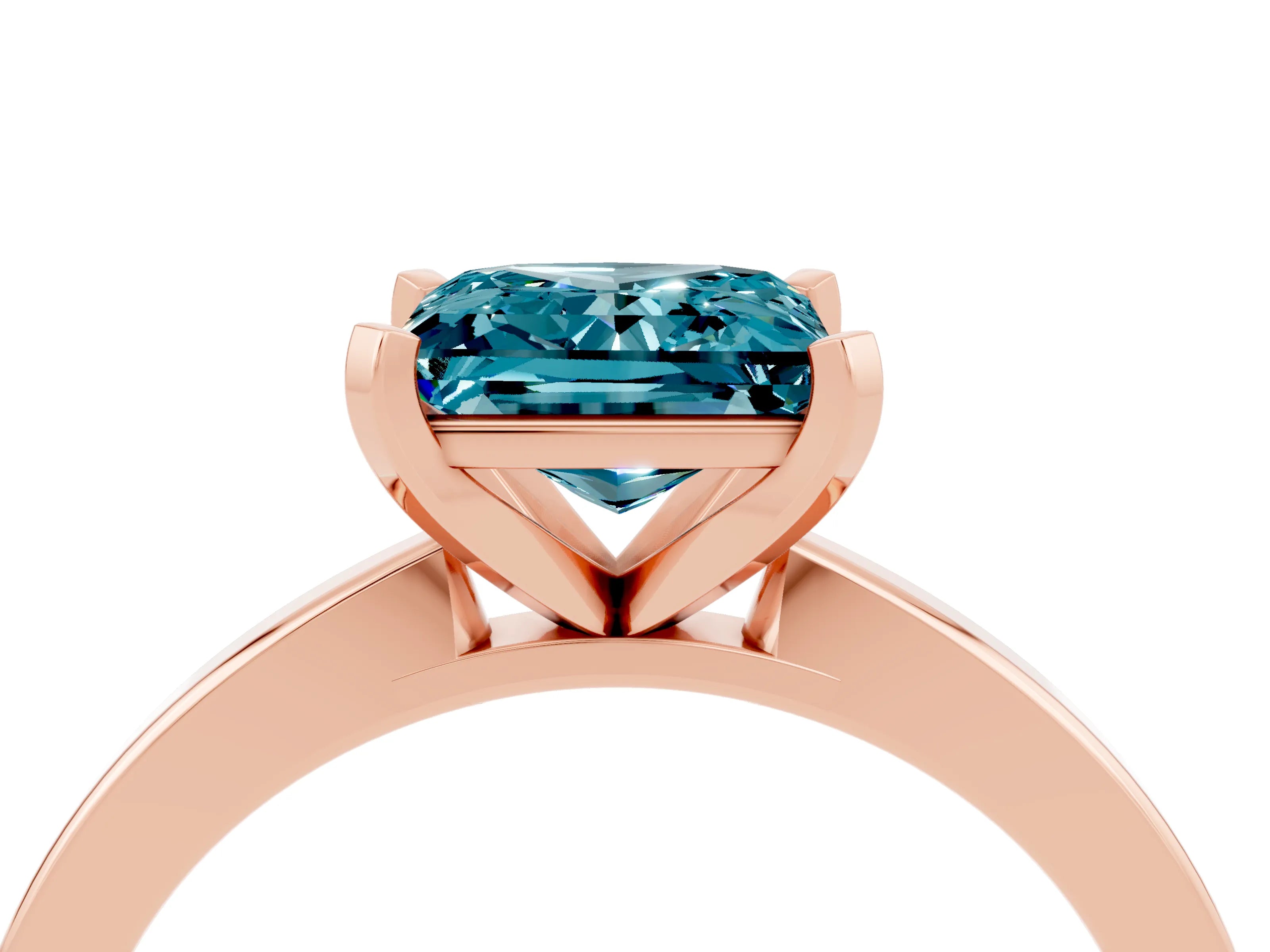 Rose gold Princess Cut Blue Topaz Solitaire Engagement Ring with Classic Band and Four-Prong Setting_40
