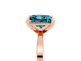 Rose gold Princess Cut Blue Topaz Solitaire Engagement Ring with Classic Band and Four-Prong Setting_41