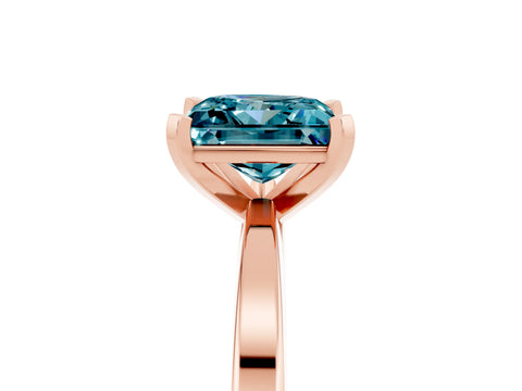 Rose gold Princess Cut Blue Topaz Solitaire Engagement Ring with Classic Band and Four-Prong Setting_41
