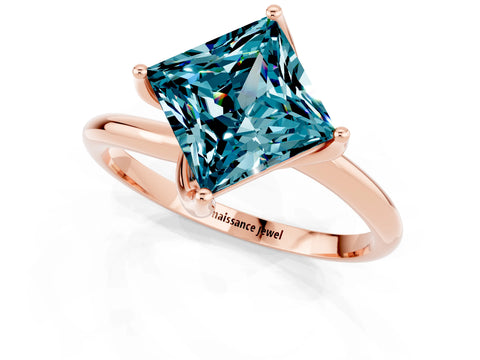 Rose gold Princess Cut Blue Topaz Solitaire Engagement Ring with Four-Prong Setting and Classic Band_13