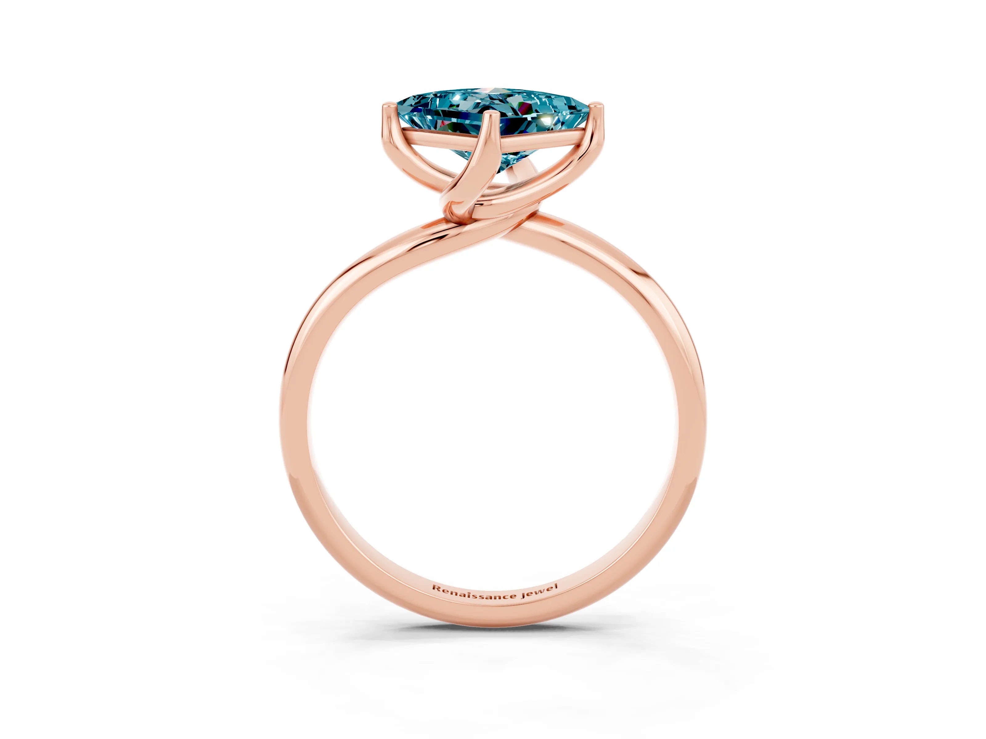 Rose gold Princess Cut Blue Topaz Solitaire Engagement Ring with Four-Prong Setting and Classic Band_15