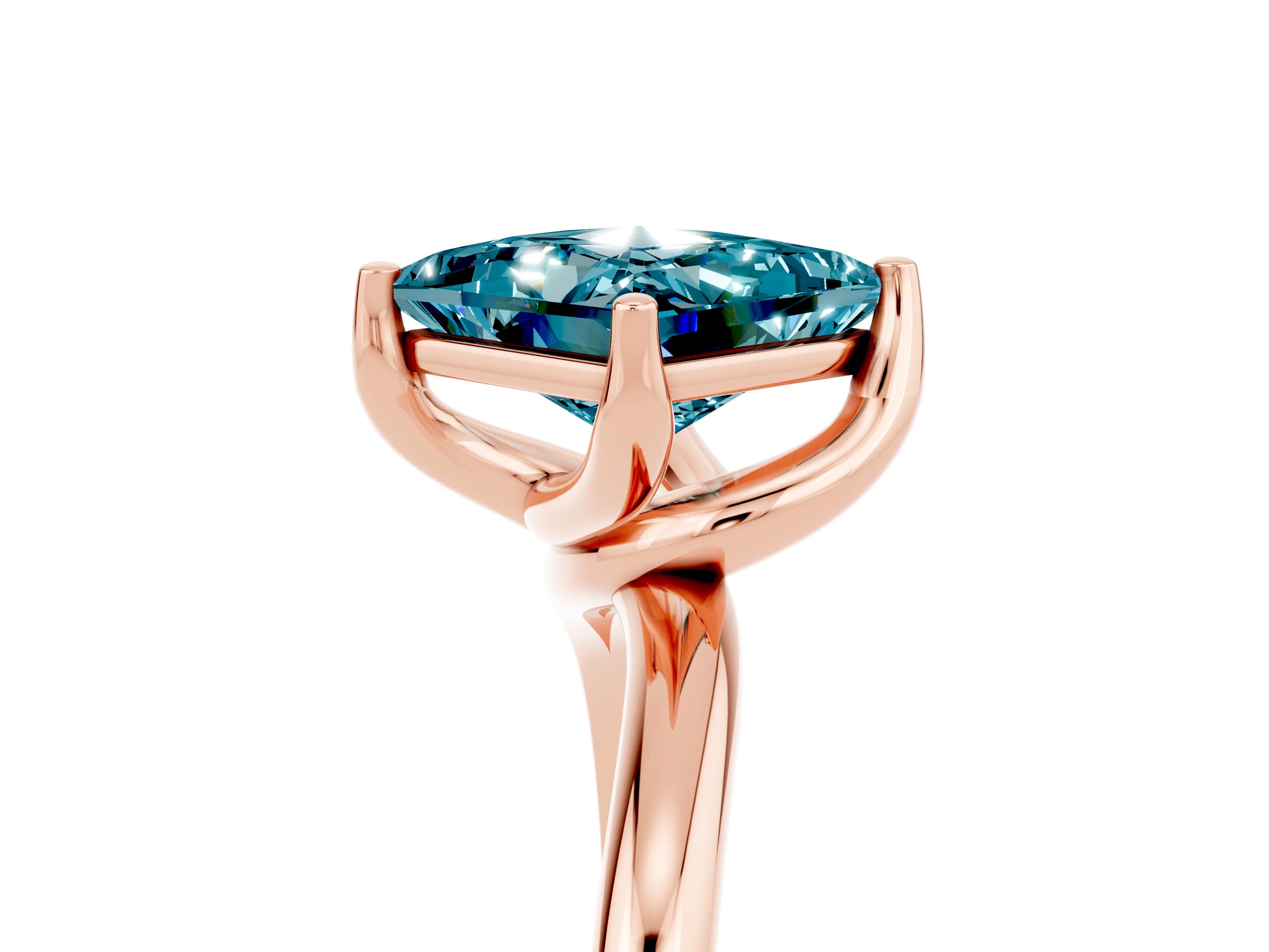 Rose gold Princess Cut Blue Topaz Solitaire Engagement Ring with Four-Prong Setting and Classic Band_17