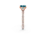 Rose gold Princess Cut Blue Topaz Solitaire Engagement Ring with Pavé Band and Four-Prong Setting_2