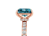 Rose gold Princess Cut Blue Topaz Solitaire Engagement Ring with Pavé Band and Four-Prong Setting_5