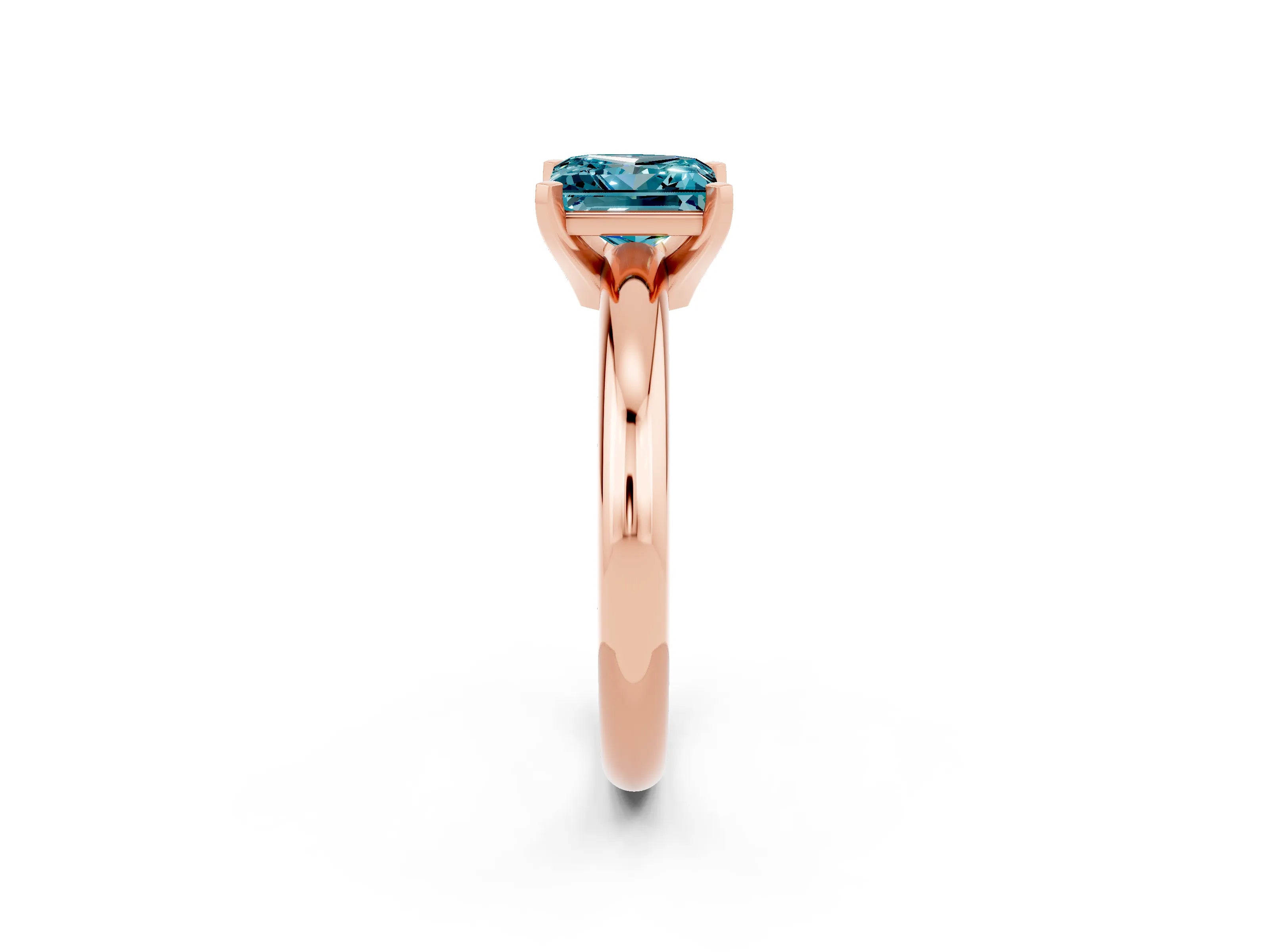 Rose gold Princess Cut Blue Topaz Solitaire Engagement Ring with Round Band and Four-Prong Setting_2