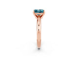 Rose gold Princess Cut Blue Topaz Solitaire Engagement Ring with Round Band and Four-Prong Setting_2