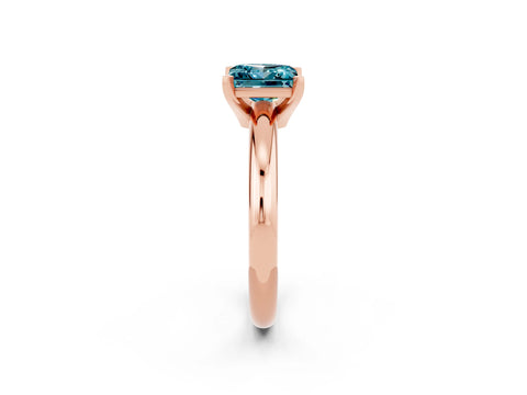 Rose gold Princess Cut Blue Topaz Solitaire Engagement Ring with Round Band and Four-Prong Setting_2