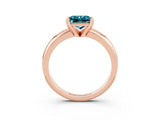 Rose gold Princess Cut Blue Topaz Solitaire Engagement Ring with Round Band and Four-Prong Setting_3