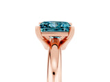 Rose gold Princess Cut Blue Topaz Solitaire Engagement Ring with Round Band and Four-Prong Setting_5