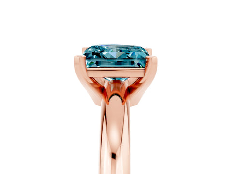 Rose gold Princess Cut Blue Topaz Solitaire Engagement Ring with Round Band and Four-Prong Setting_5
