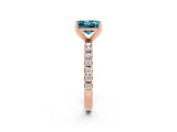 Rose gold Princess Cut Blue Topaz Solitaire Pavé Band with Four-Prong Setting_2