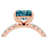 Rose gold Princess Cut Blue Topaz Solitaire Pavé Band with Four-Prong Setting_4