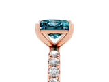 Rose gold Princess Cut Blue Topaz Solitaire Pavé Band with Four-Prong Setting_5