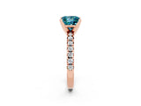 Rose gold Princess Cut Blue Topaz Solitaire Pavé Engagement Ring with Round Band and Prong Setting_14