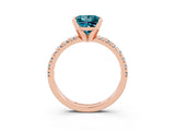 Rose gold Princess Cut Blue Topaz Solitaire Pavé Engagement Ring with Round Band and Prong Setting_15
