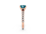 Rose gold Princess Cut Blue Topaz Solitaire Pavé Engagement Ring with Round Band and Prong Setting_74