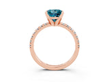 Rose gold Princess Cut Blue Topaz Solitaire Pavé Engagement Ring with Round Band and Prong Setting_75