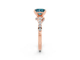 Rose gold Princess Cut Blue Topaz Solitaire Ring with Crossover Gallery and Round  Pavé Band_14