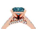 Rose gold Princess Cut Blue Topaz Solitaire Ring with Crossover Gallery and Round  Pavé Band_16